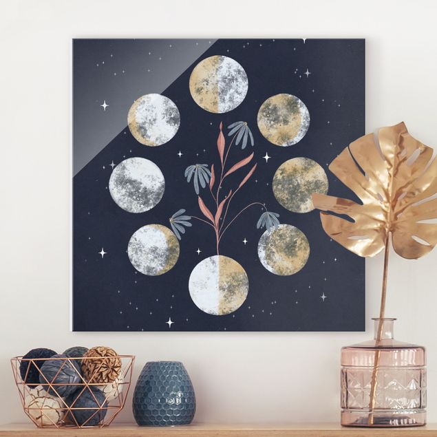 Glastavlor andlig Moon Phases and daisies