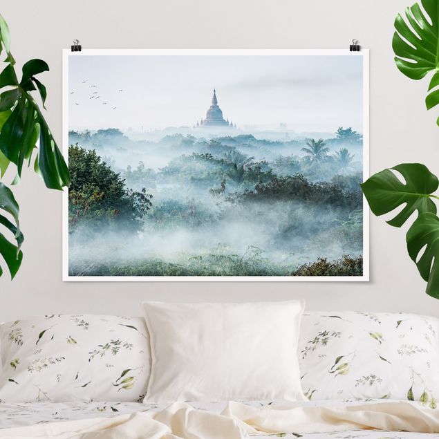 Tavlor Asien Morning Fog Over The Jungle Of Bagan