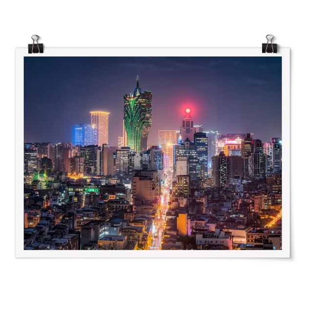 Tavlor arkitektur och skyline Illuminated Night In Macao
