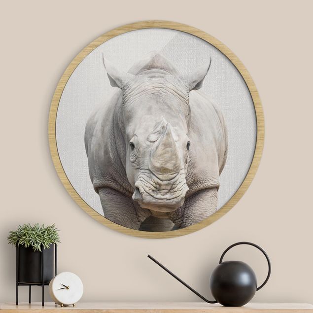 Tavlor med ram svart och vitt Rhinoceros Nora