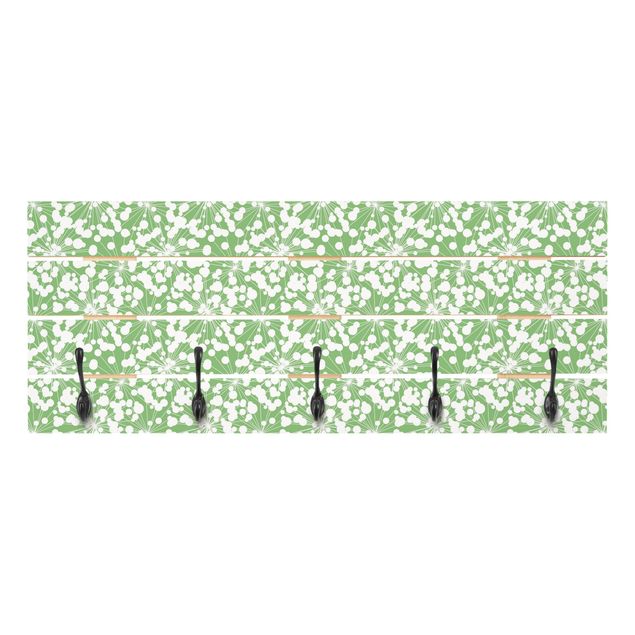 Klädhängare vägg grön Natural Pattern Dandelion With Dots In Front Of Green