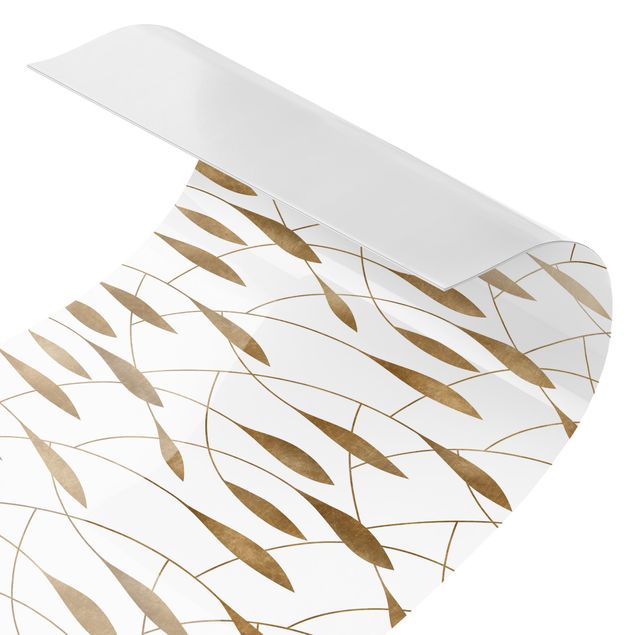 Küchenrückwand - Natürliches Muster schwungvolle Blätter in Gold II