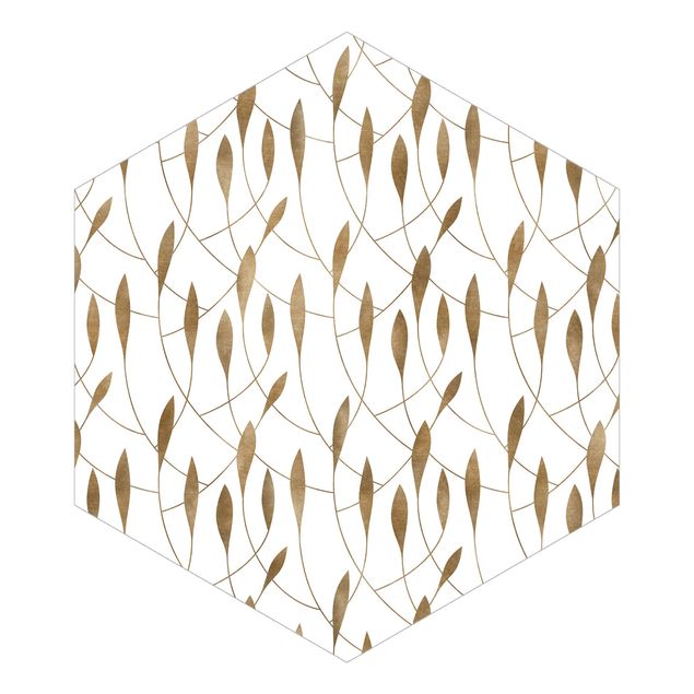 Tapeter Natural Pattern Sweeping Leaves In Gold