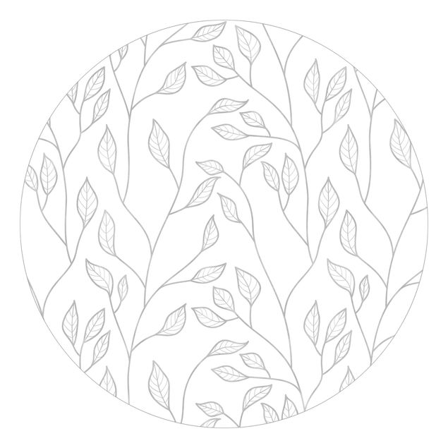 Tapeter modernt Natural Pattern Branches With Leaves In Grey