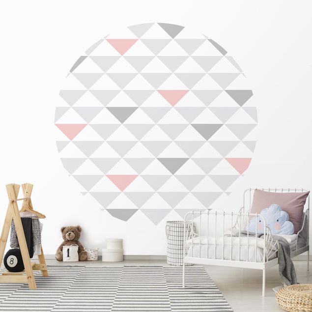 Tapeter geometrisk No.YK65 Triangles Grey White Pink