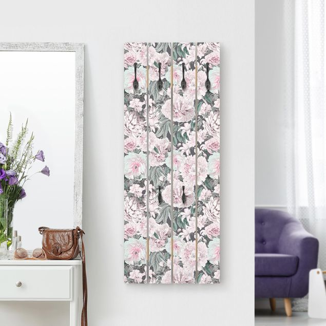 Klädhängare vägg blommor  Nostalgic Peonies In Pastel Pink