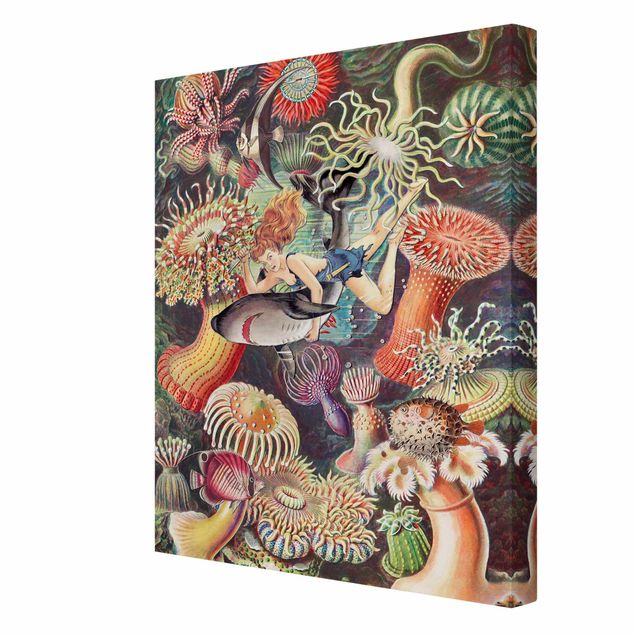 Tavlor färgglada Nymph With Sea Anemone