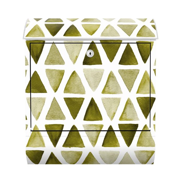 Brevlådor Olive Coloured Watercolour Triangles