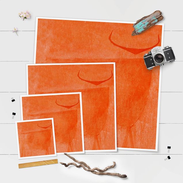 Poster - Oranger Stier - Quadrat 1:1