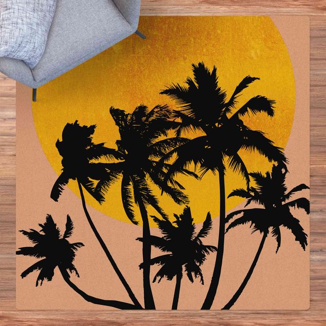 modern matta Palm Trees In Front Of Golden Sun