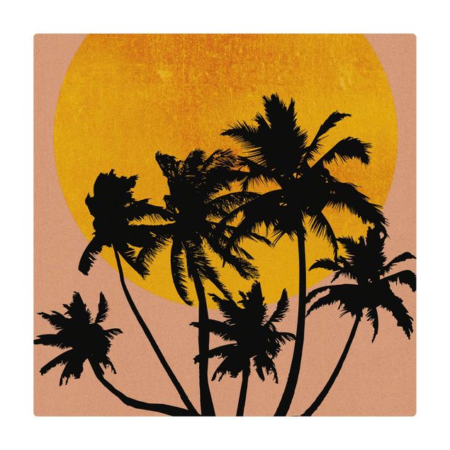Tavlor Kubistika Palm Trees In Front Of Golden Sun