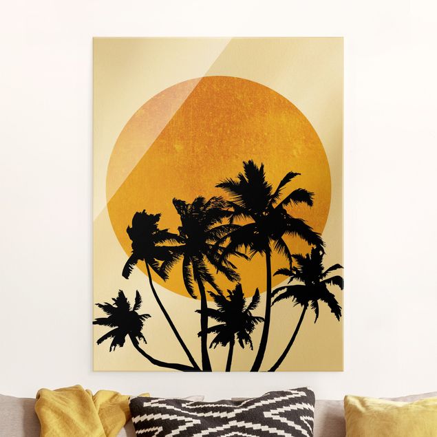 Kök dekoration Palm Trees In Front Of Golden Sun