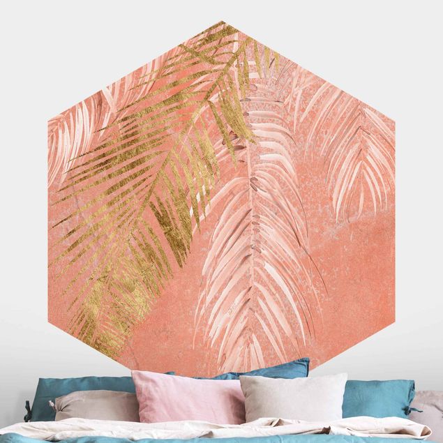 Kök dekoration Palm Fronds In Pink And Gold I
