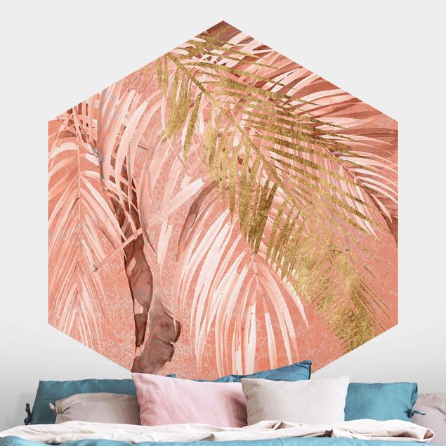 Kök dekoration Palm Fronds In Pink And Gold II