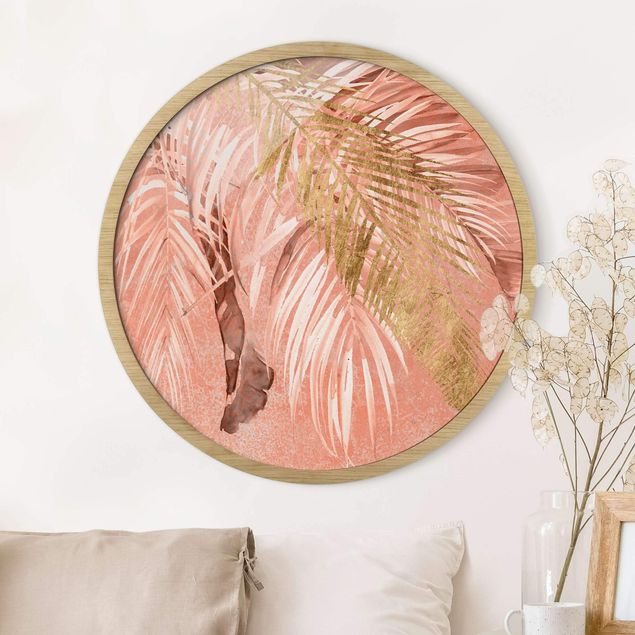 Tavlor med ram blommor  Palm Fronds In Pink And Gold II