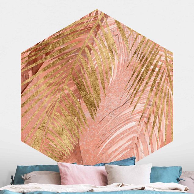 Kök dekoration Palm Fronds In Pink And Gold III