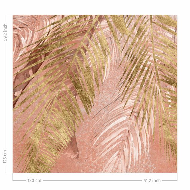 måttbeställd gardin Palm Fronds In Pink And Gold III