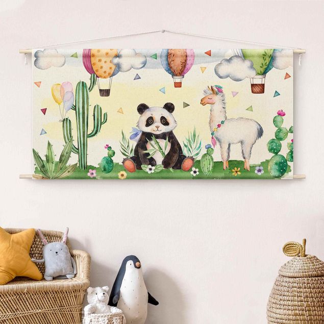 Tavlor pandor Panda And Lama Watercolour