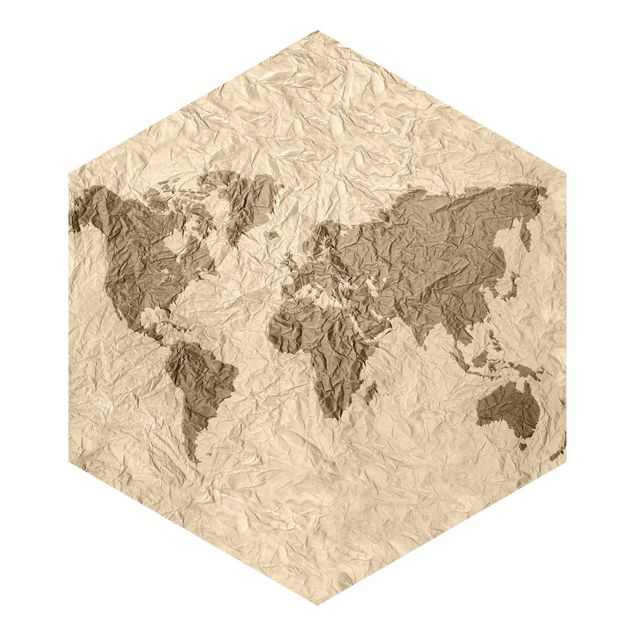 Tapeter Paper World Map Beige Brown