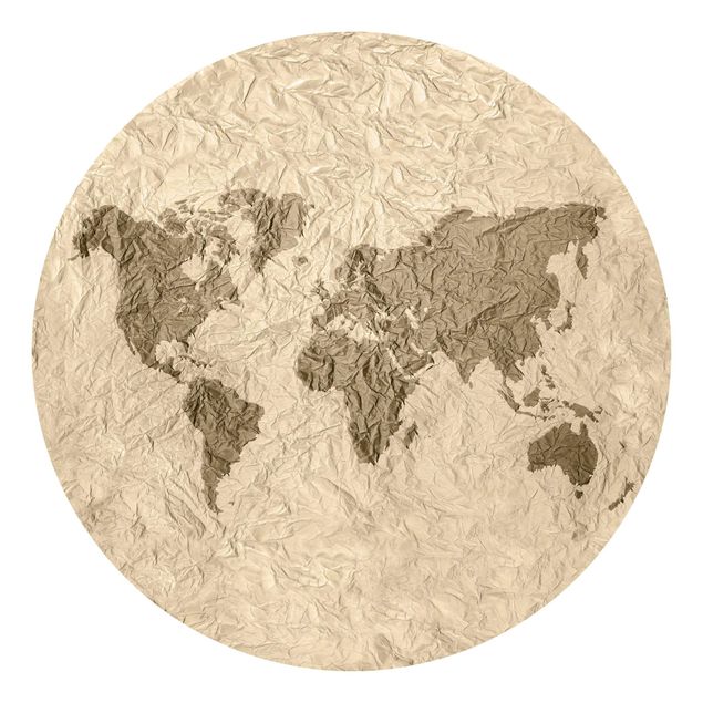 Fototapeter beige Paper World Map Beige Brown