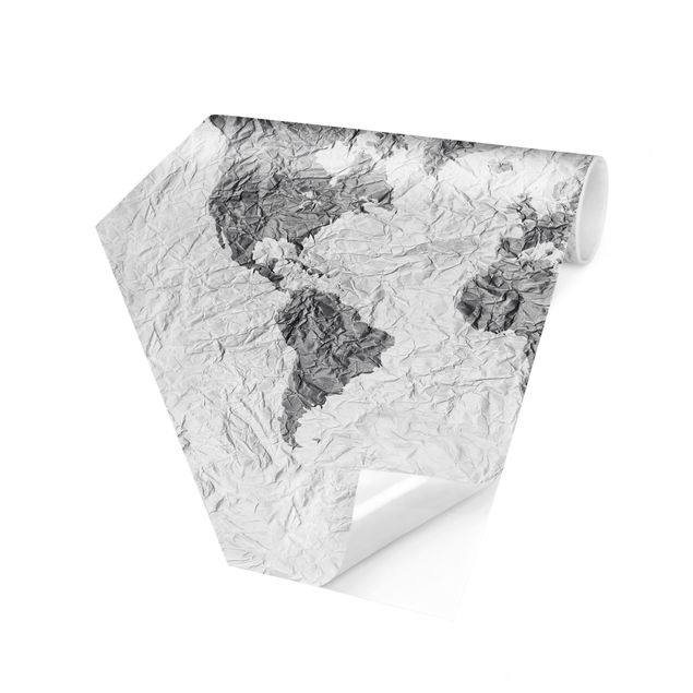 Fototapeter beige Paper World Map White Gray