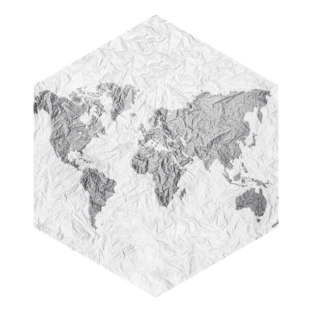 Tapeter Paper World Map White Gray