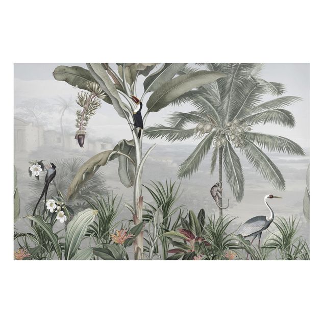 Tavlor träd Birds of paradise in the jungle panorama