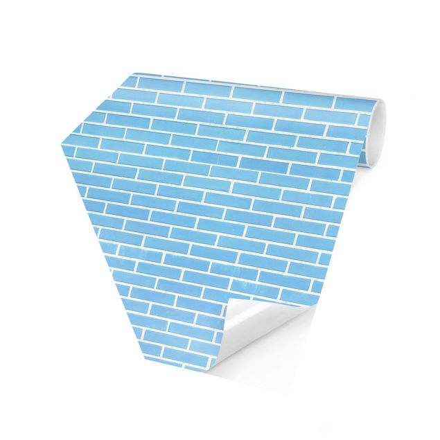 Hexagonala tapeter Pastel Blue Brick Wall