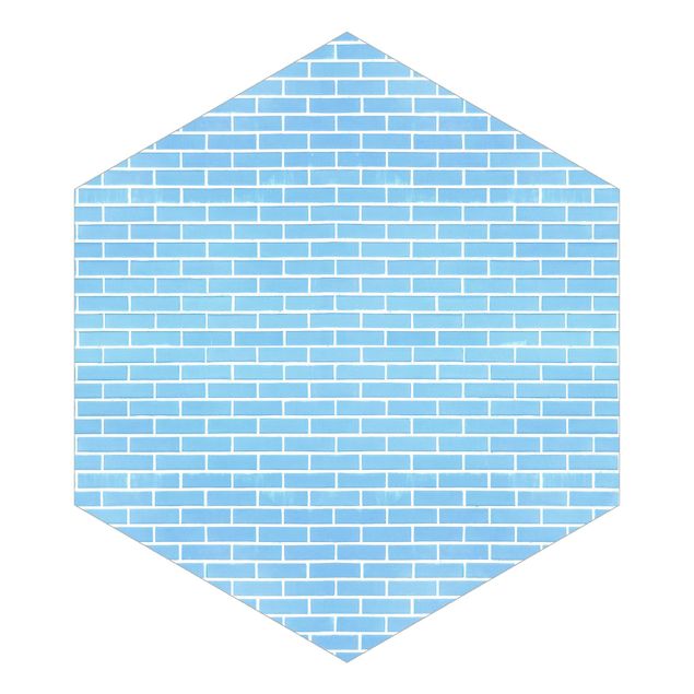 Fototapeter blå Pastel Blue Brick Wall