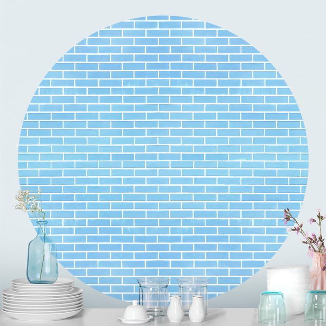 Fototapeter tegelsten Pastel Blue Brick Wall