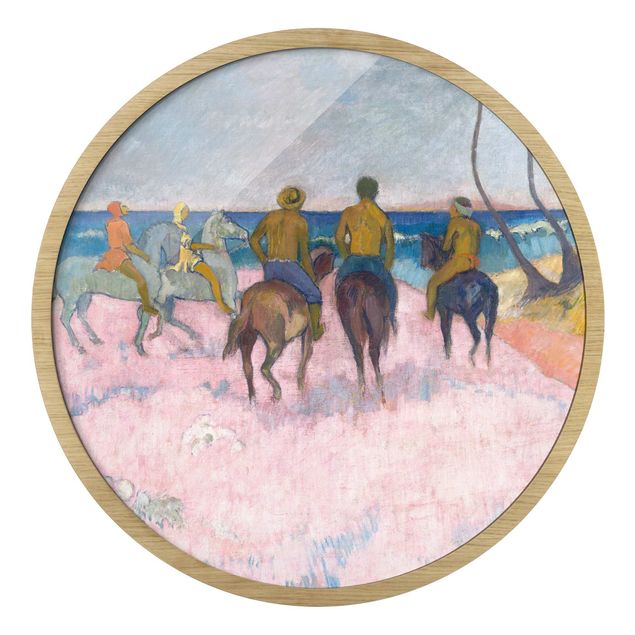 Runde gerahmte Bilder Paul Gauguin - Riders On The Beach