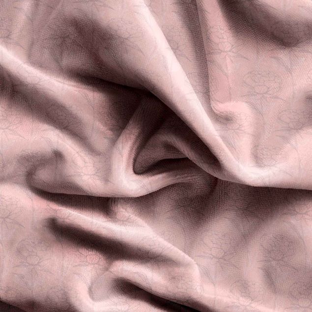 Måttbeställda gardiner Peony Pattern - Pale Pink