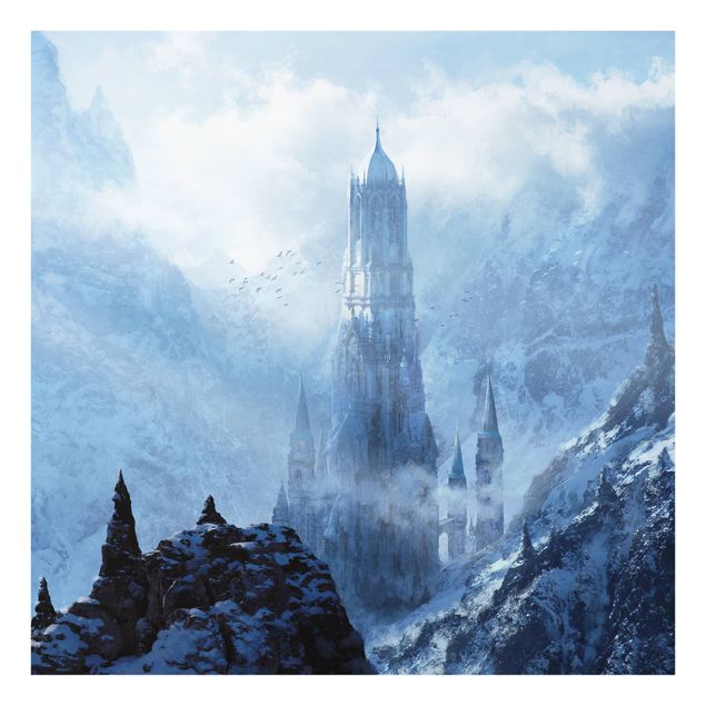 Tavlor modernt Fantasy Castle In Snowy Landscape