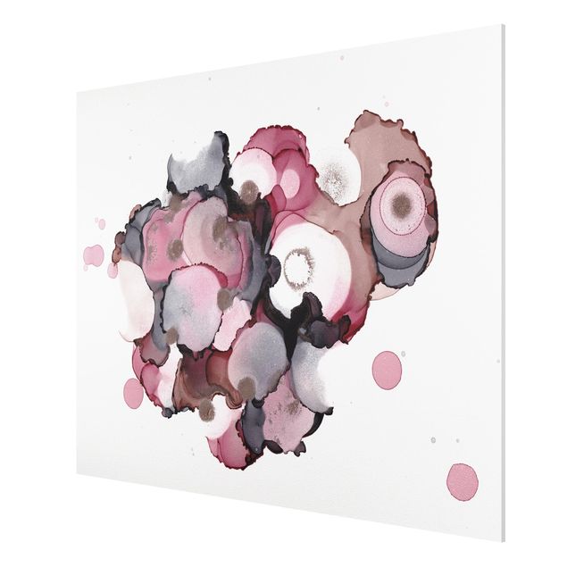 Tavlor abstrakt Pink Beige Drops With Pink Gold