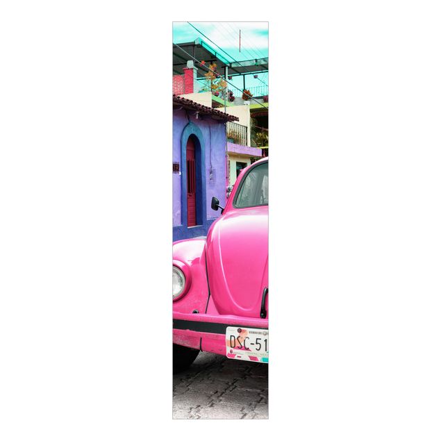 Panelgardiner arkitektur och skyline Pink VW Beetle