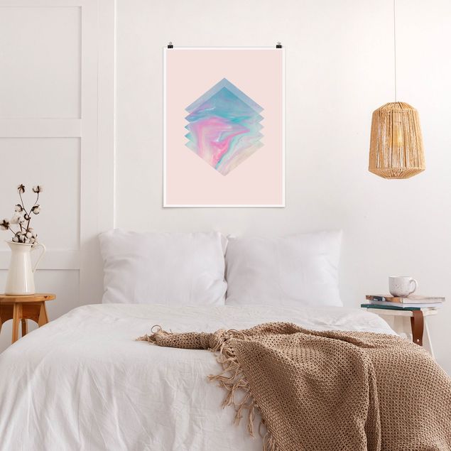 Posters abstrakt Pink Water Marble