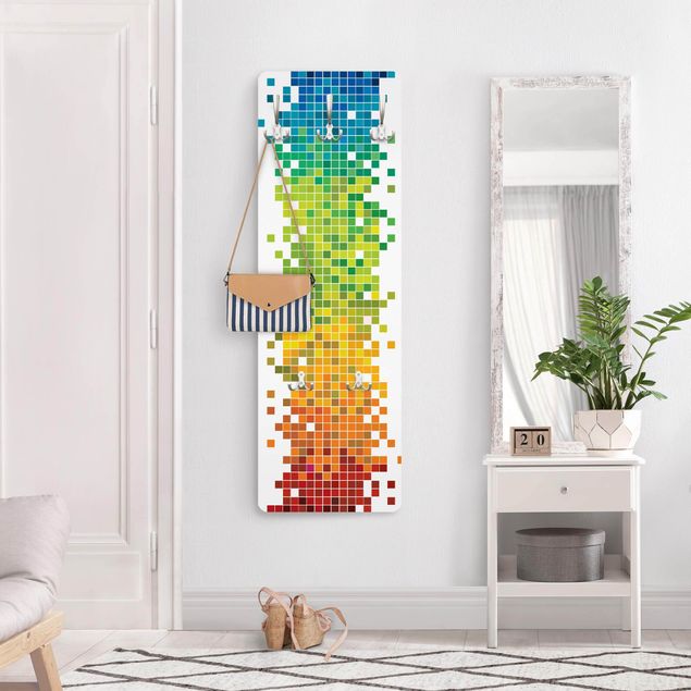 Klädhängare vägg mönster Pixel Rainbow