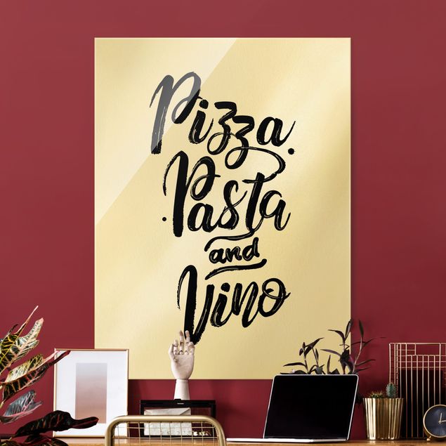 Glastavlor svart och vitt Pizza Pasta And Vino