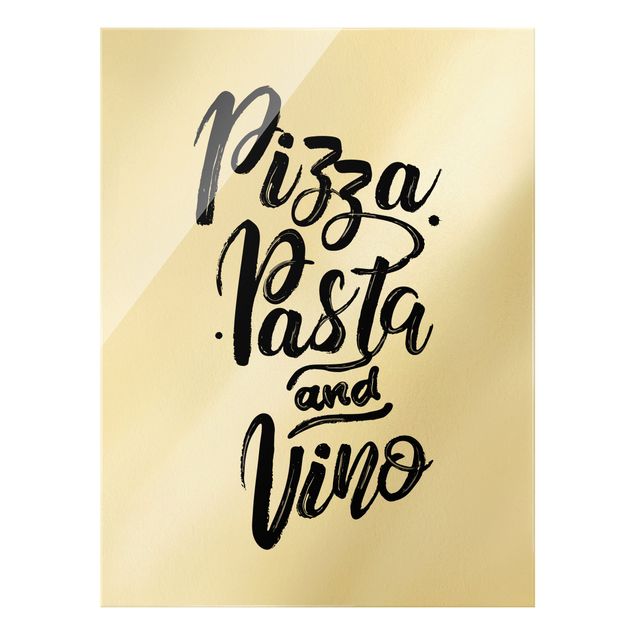 Tavlor svart och vitt Pizza Pasta And Vino