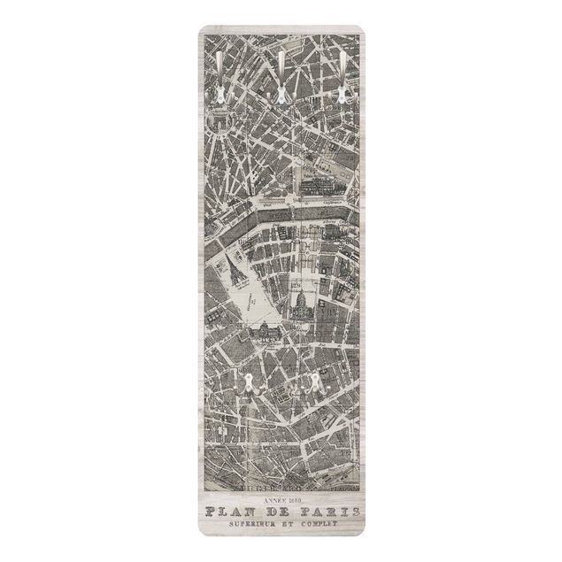 Klädhängare vägg Map of Paris