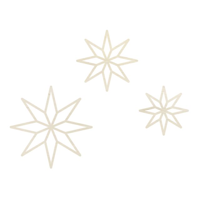 Väggdekorationer i trä - Polygon Stars Set