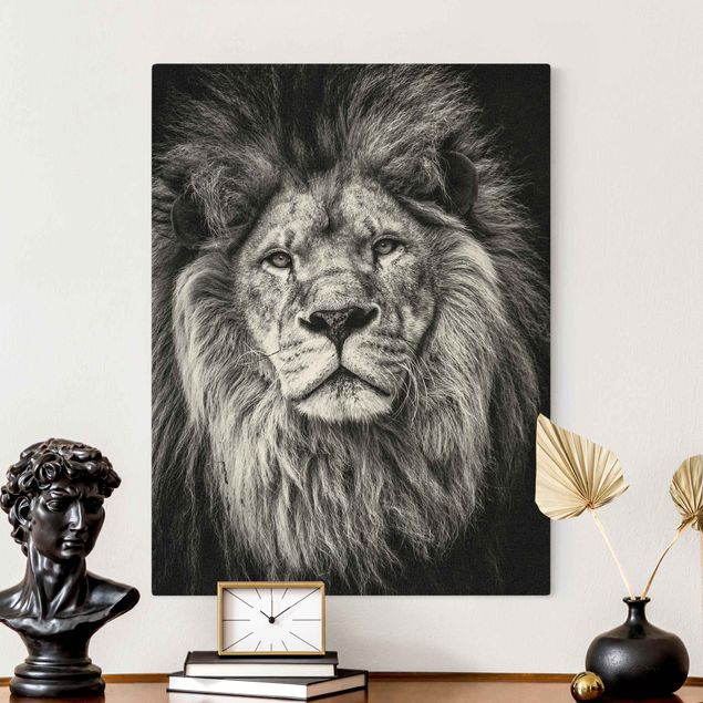 Canvastavlor lejon Portrait Lion Black And White