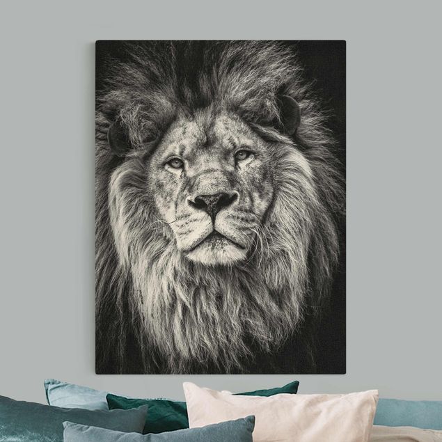 Tavlor lejon Portrait Lion Black And White