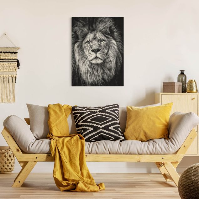 Canvastavlor svart och vitt Portrait Lion Black And White