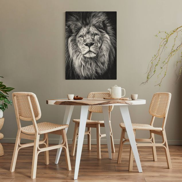 Canvastavlor djur Portrait Lion Black And White