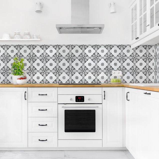Stänkskydd kök kakeloptik Portuguese Vintage Ceramic Tiles - Sintra Black And White