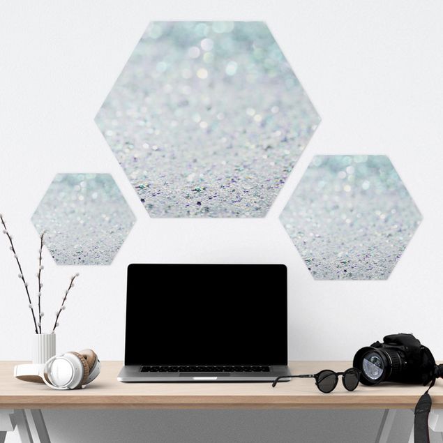 Hexagonala tavlor Princess Glitter Landscape In Mint Colour