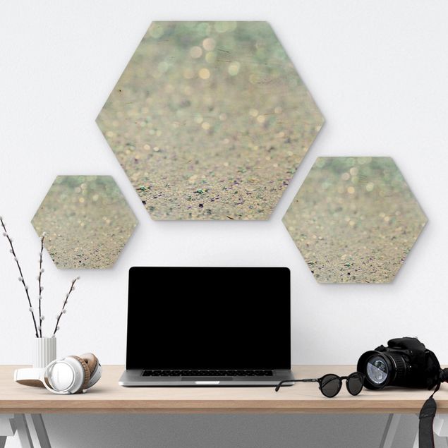 Hexagonala tavlor Princess Glitter Landscape In Mint Colour