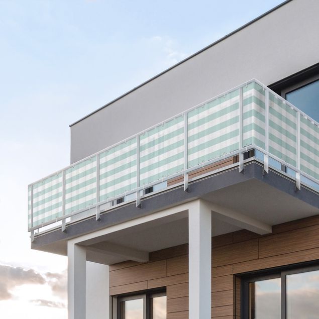 Insynsskydd för balkong väderbeständigt Horizontal Stripes in Pastel Mint