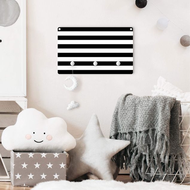Klädhängare vägg mönster Horizontal Stripes Black And White